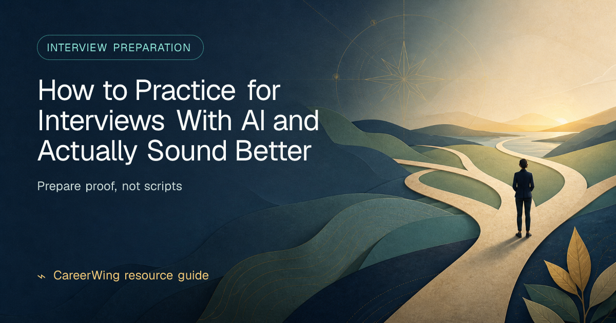 How to Practice for Interviews With AI and Actually Sound Better — illustrated interview preparation guide from CareerWing