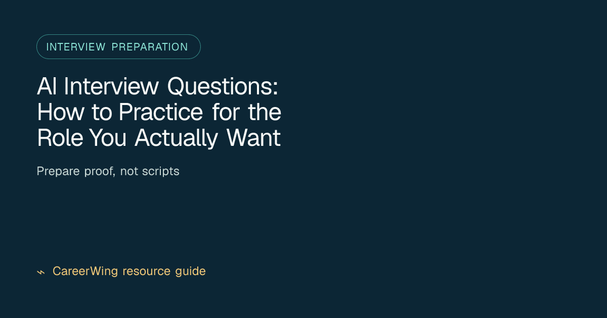 AI Interview Questions: How to Practice for the Role You Actually Want — illustrated interview preparation guide from CareerWing