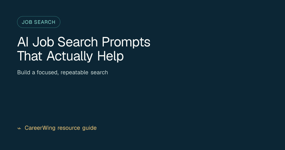AI Job Search Prompts That Actually Help — illustrated job search guide from CareerWing