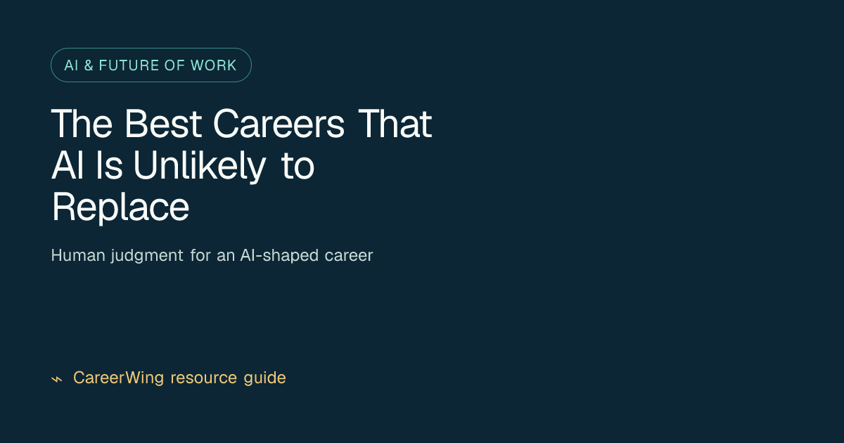 The Best Careers That AI Is Unlikely to Replace — illustrated ai & future of work guide from CareerWing