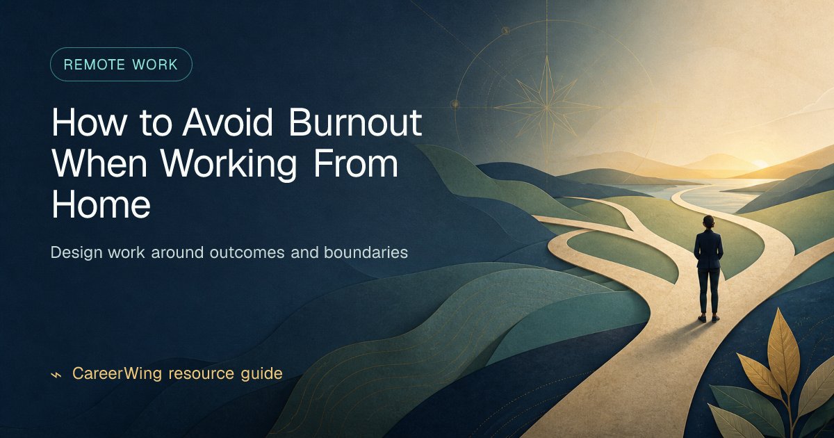 How to Avoid Burnout When Working From Home — illustrated remote work guide from CareerWing