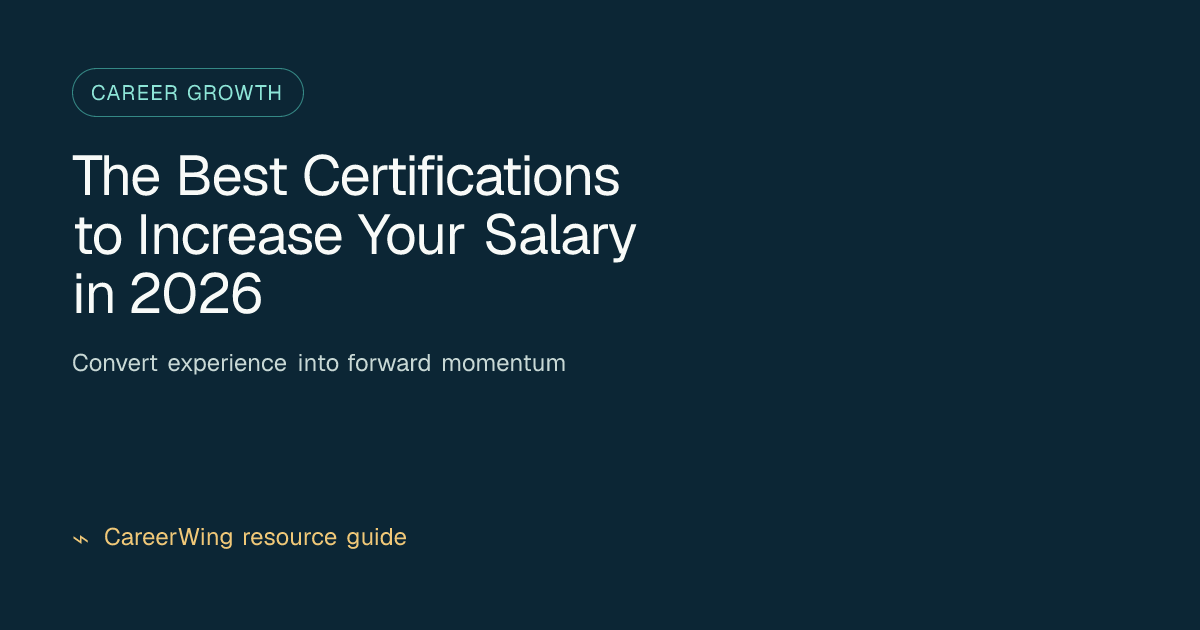 The Best Certifications to Increase Your Salary in 2026 — illustrated career growth guide from CareerWing