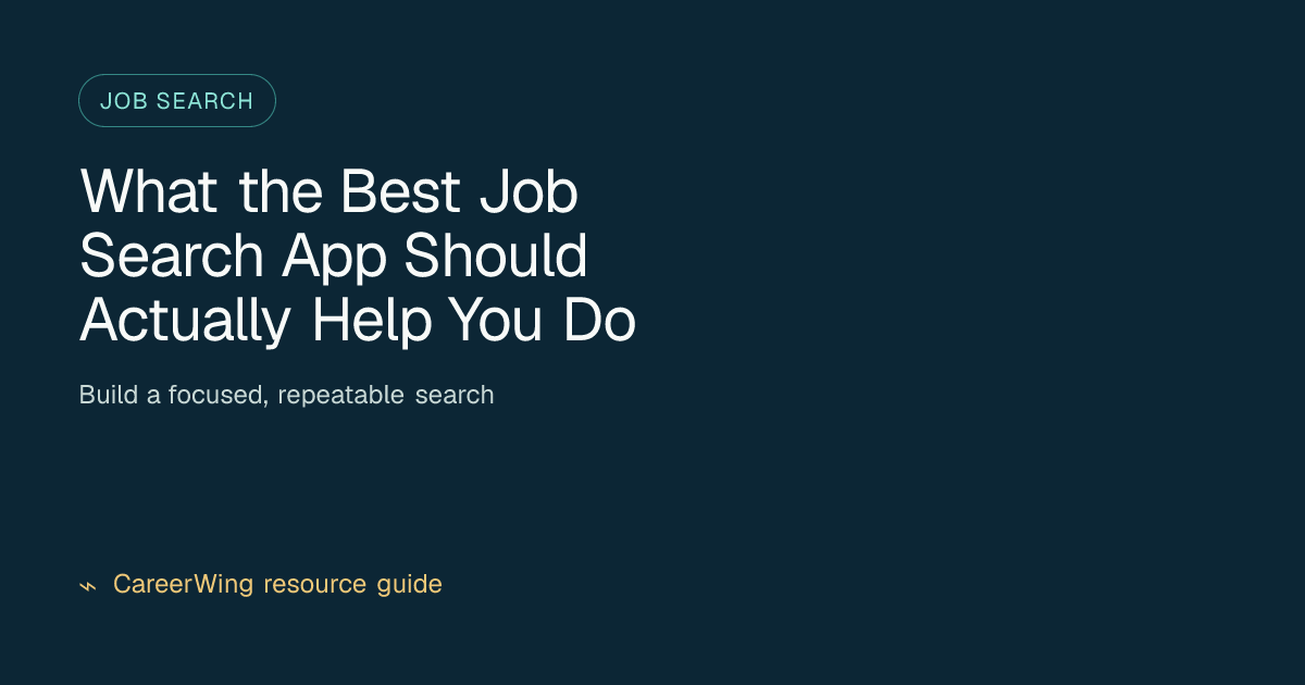 What the Best Job Search App Should Actually Help You Do — illustrated job search guide from CareerWing
