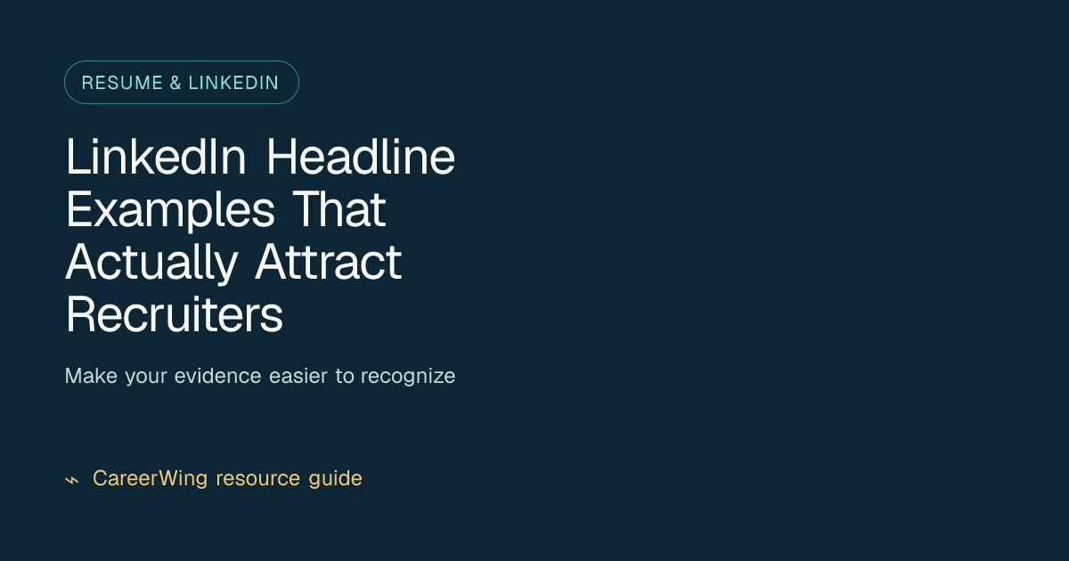 LinkedIn Headline Examples That Actually Attract Recruiters — illustrated resume & linkedin guide from CareerWing