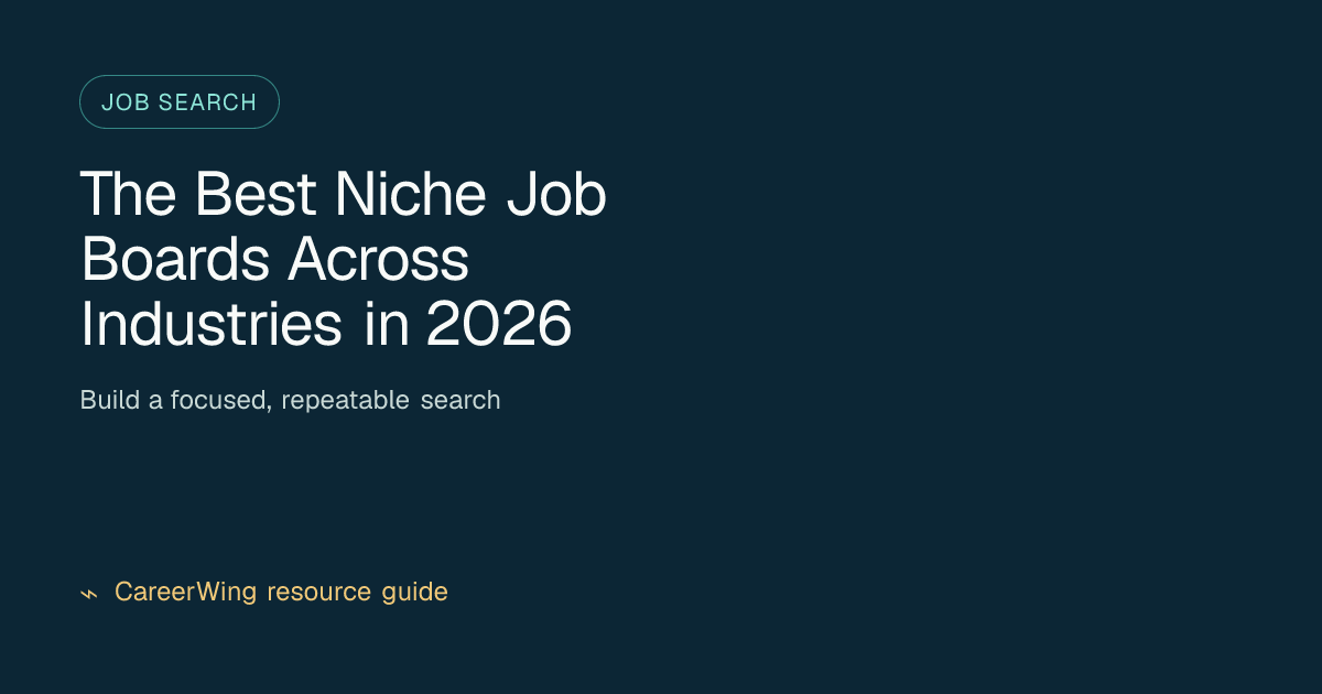 The Best Niche Job Boards Across Industries in 2026 — illustrated job search guide from CareerWing