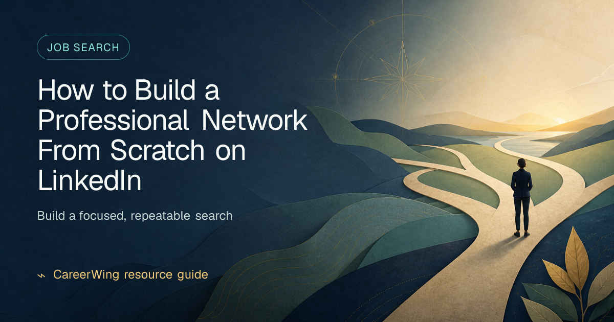 How to Build a Professional Network From Scratch on LinkedIn — illustrated job search guide from CareerWing