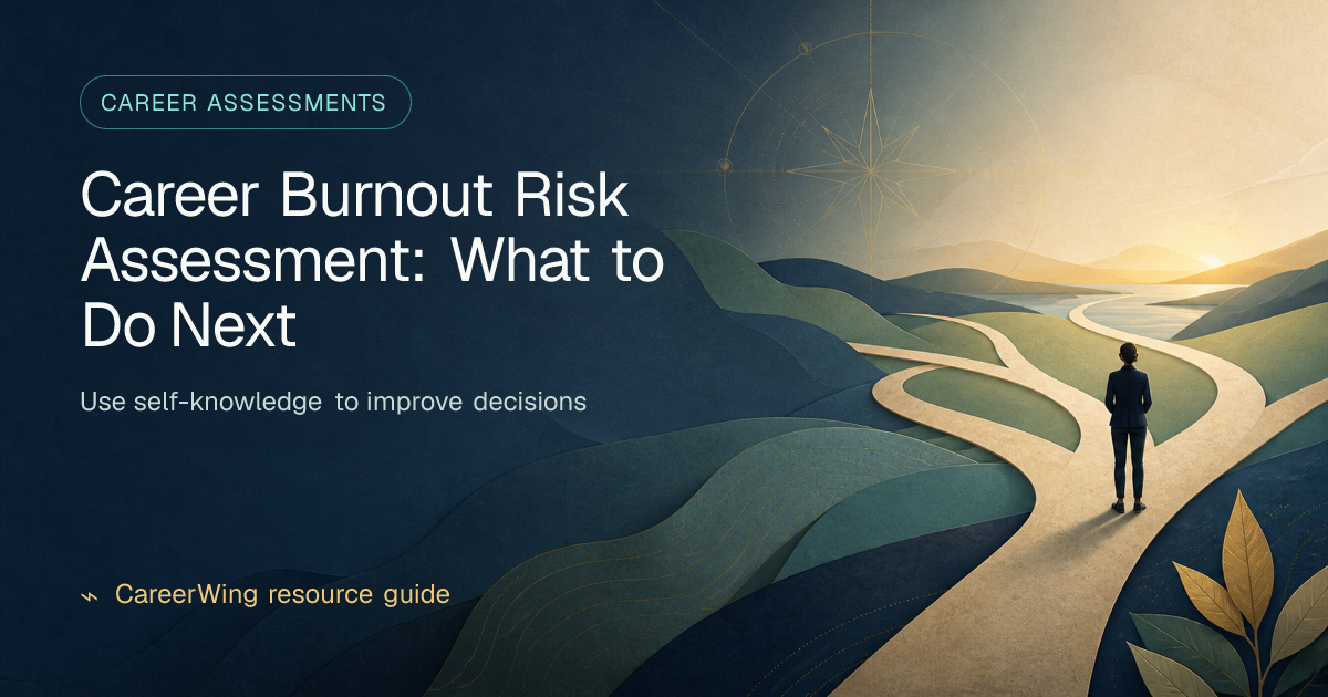Career Burnout Risk Assessment: What to Do Next — illustrated career assessments guide from CareerWing