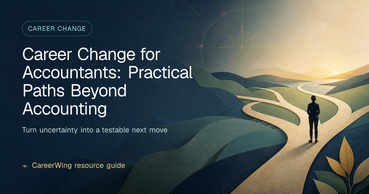 Career Change for Accountants: Practical Paths Beyond Accounting — illustrated career change guide from CareerWing
