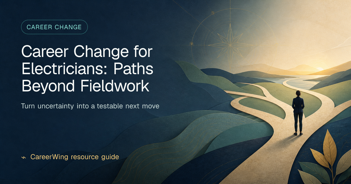 Career Change for Electricians: Paths Beyond Fieldwork — illustrated career change guide from CareerWing