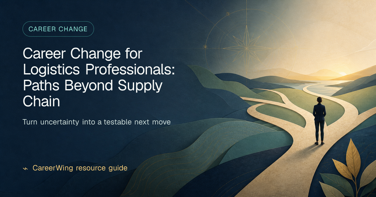 Career Change for Logistics Professionals: Paths Beyond Supply Chain — illustrated career change guide from CareerWing