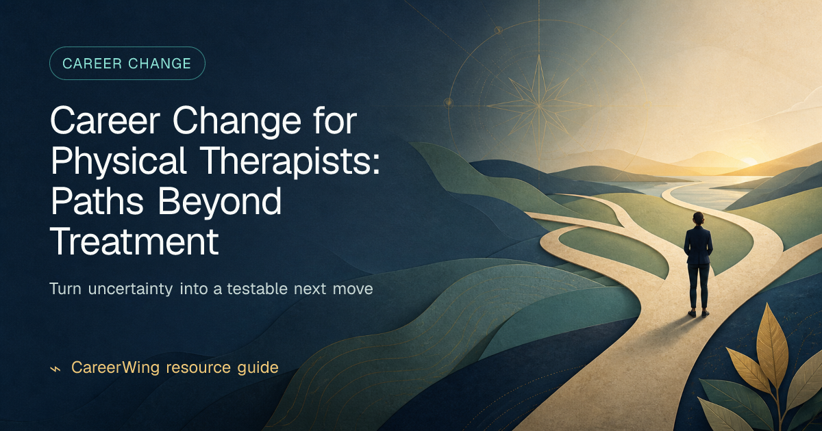 Career Change for Physical Therapists: Paths Beyond Treatment — illustrated career change guide from CareerWing