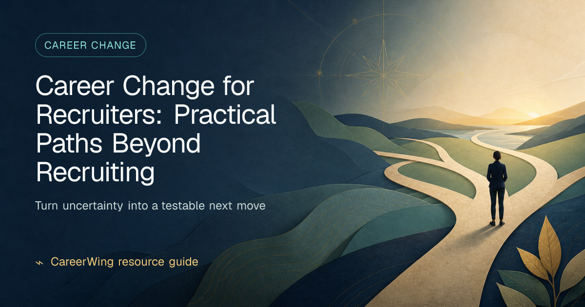 Career Change for Recruiters: Practical Paths Beyond Recruiting — illustrated career change guide from CareerWing