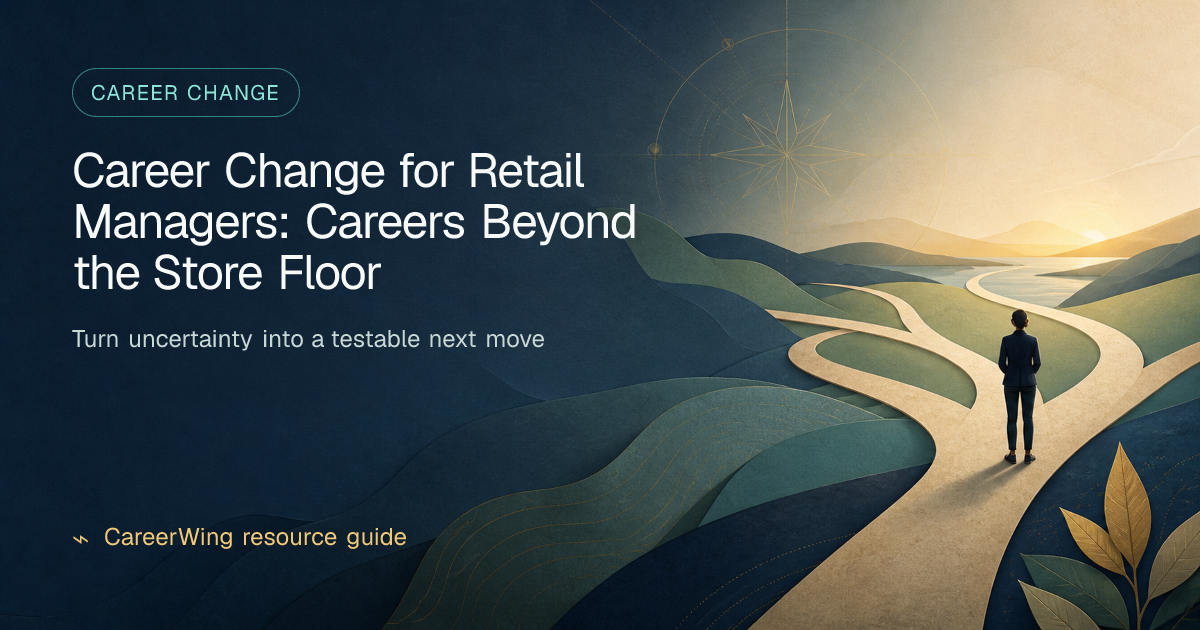 Career Change for Retail Managers: Careers Beyond the Store Floor — illustrated career change guide from CareerWing