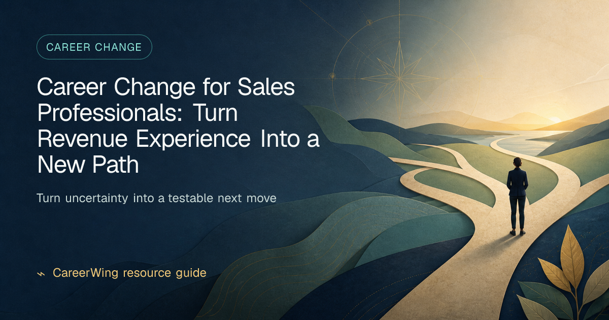 Career Change for Sales Professionals: Turn Revenue Experience Into a New Path — illustrated career change guide from CareerWing