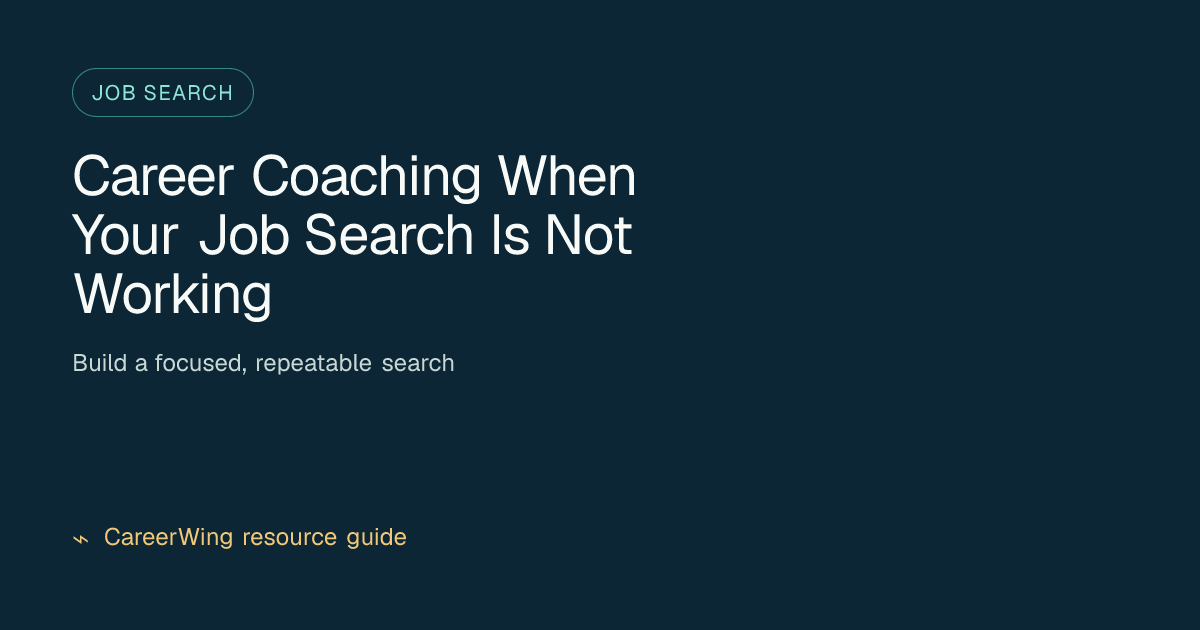 Career Coaching When Your Job Search Is Not Working — illustrated job search guide from CareerWing