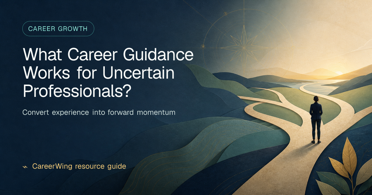 What Career Guidance Works for Uncertain Professionals? — illustrated career growth guide from CareerWing