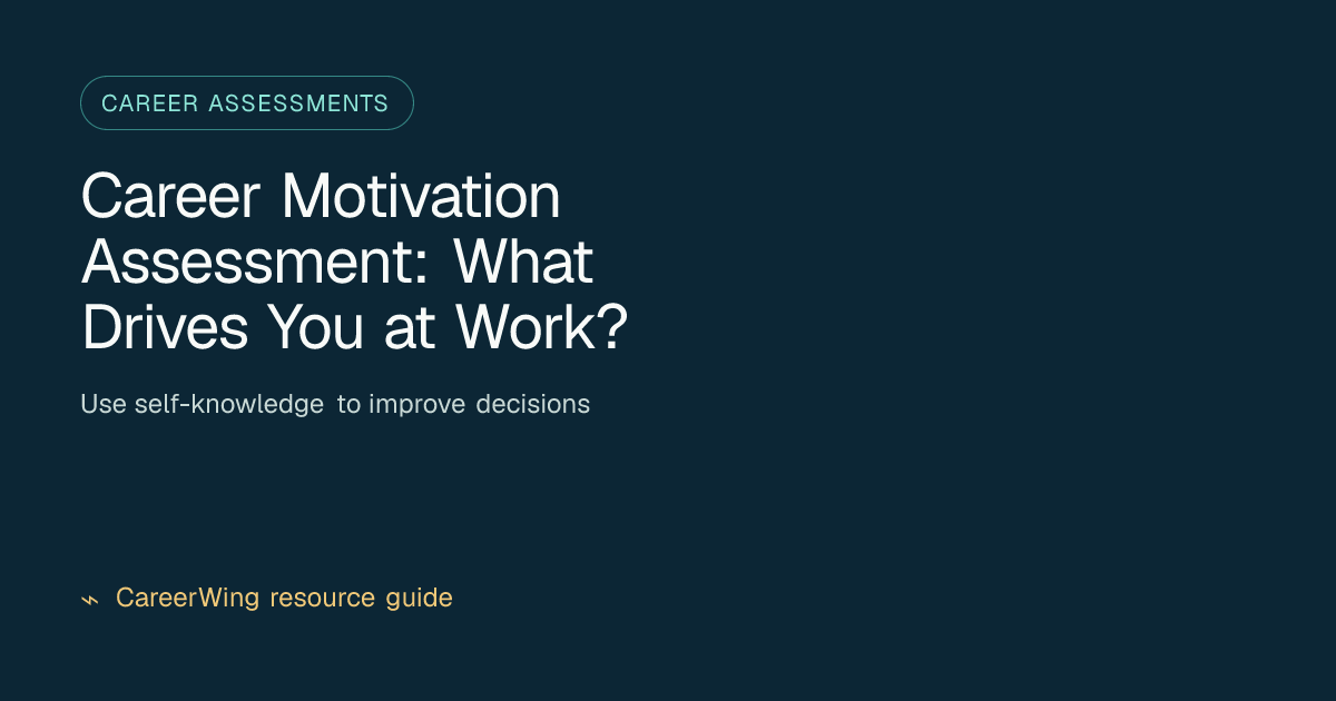 Career Motivation Assessment: What Drives You at Work? — illustrated career assessments guide from CareerWing