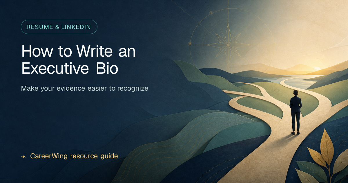How to Write an Executive Bio — illustrated resume & linkedin guide from CareerWing
