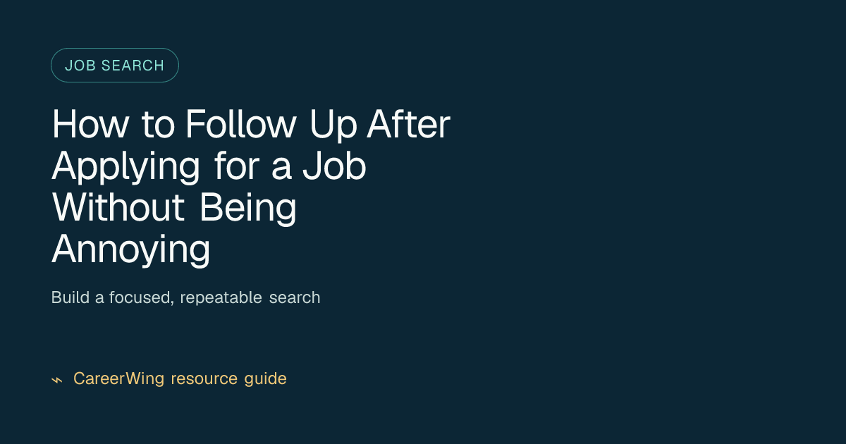 How to Follow Up After Applying for a Job Without Being Annoying — illustrated job search guide from CareerWing