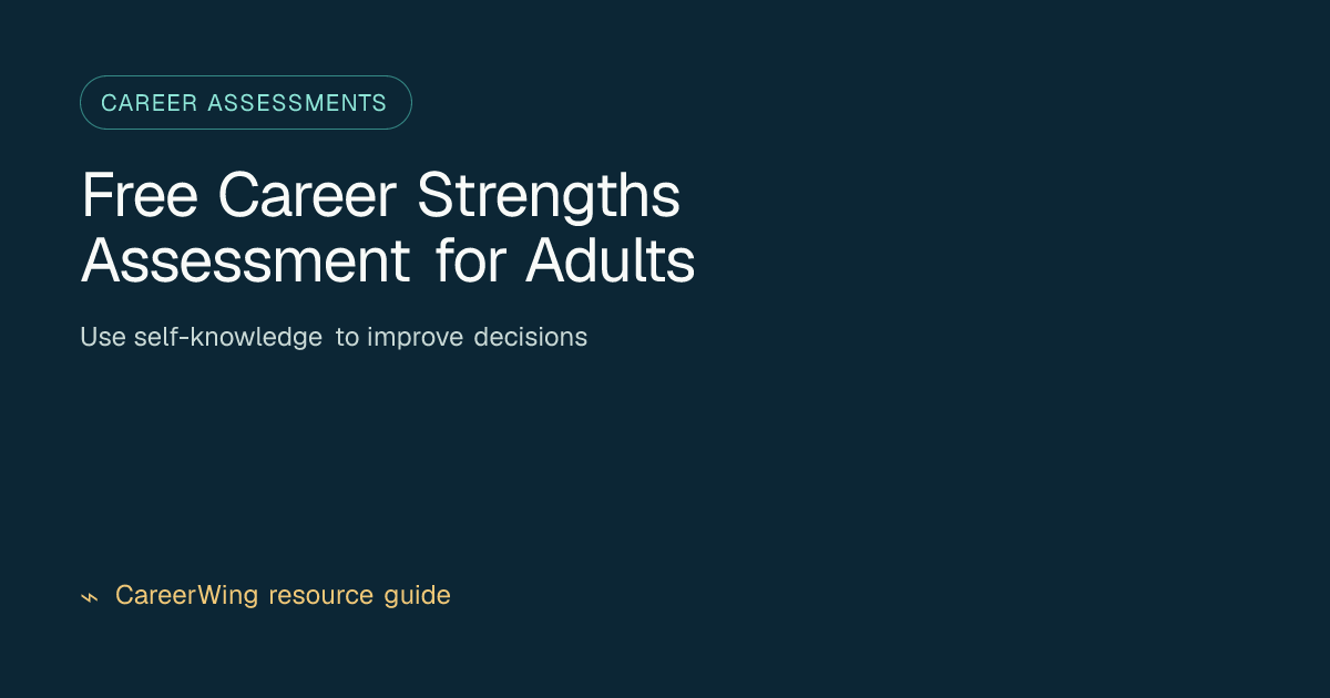 Free Career Strengths Assessment for Adults — illustrated career assessments guide from CareerWing
