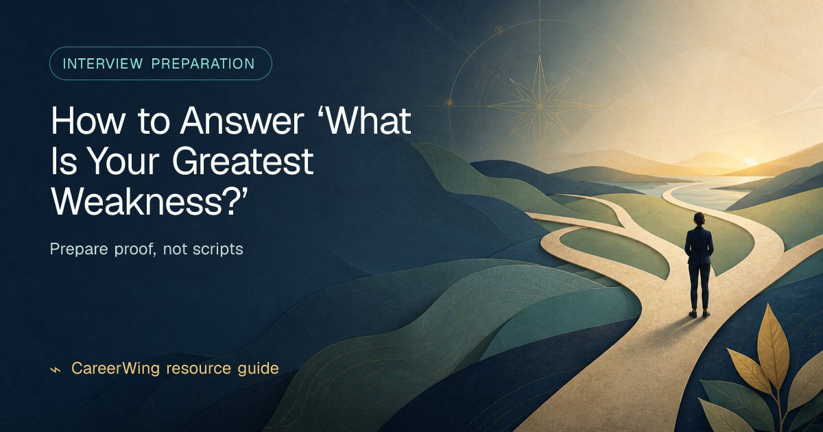 How to Answer ‘What Is Your Greatest Weakness?’ — illustrated interview preparation guide from CareerWing