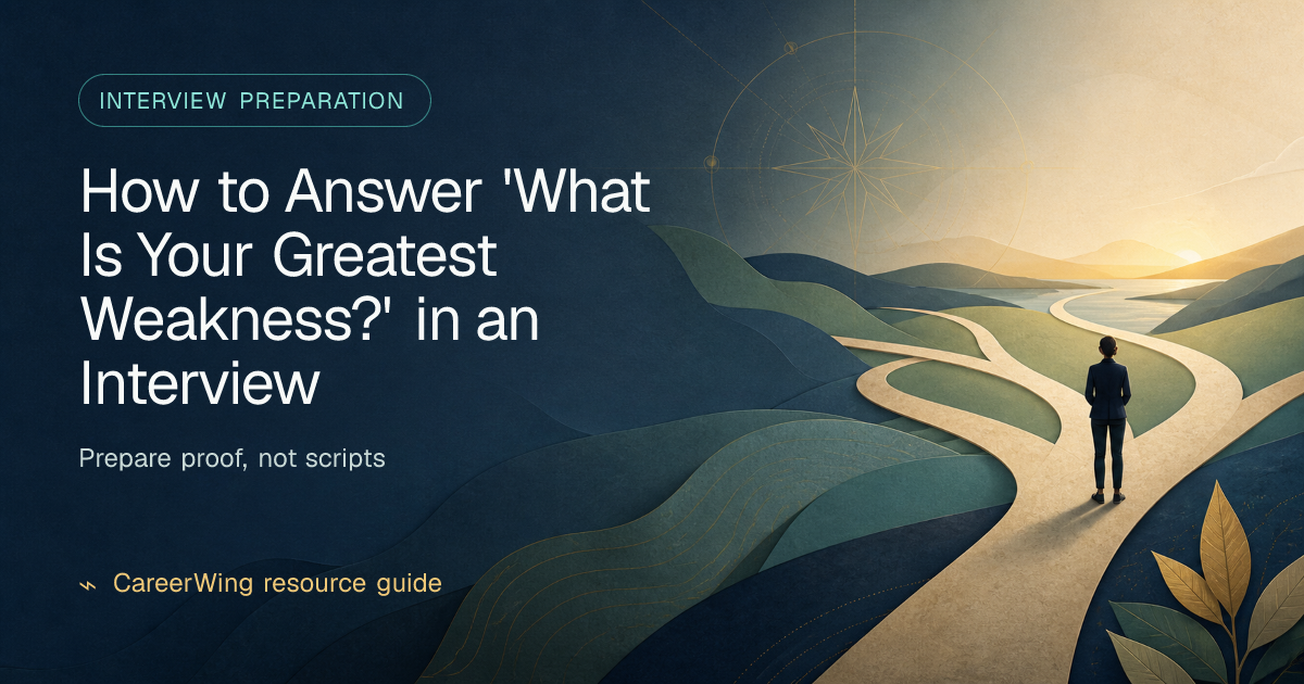 How to Answer 'What Is Your Greatest Weakness?' in an Interview — illustrated interview preparation guide from CareerWing