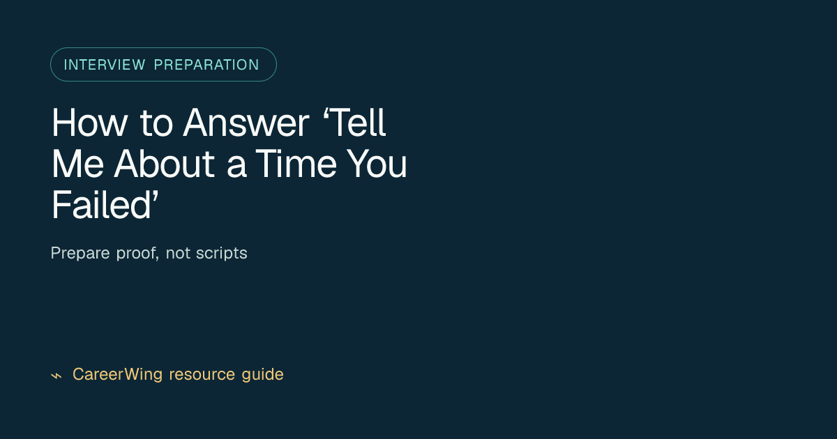 How to Answer ‘Tell Me About a Time You Failed’ — illustrated interview preparation guide from CareerWing