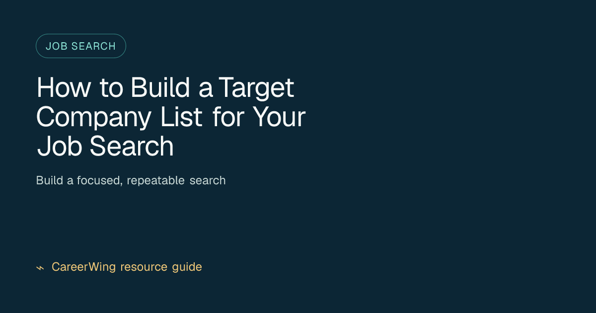 How to Build a Target Company List for Your Job Search — illustrated job search guide from CareerWing