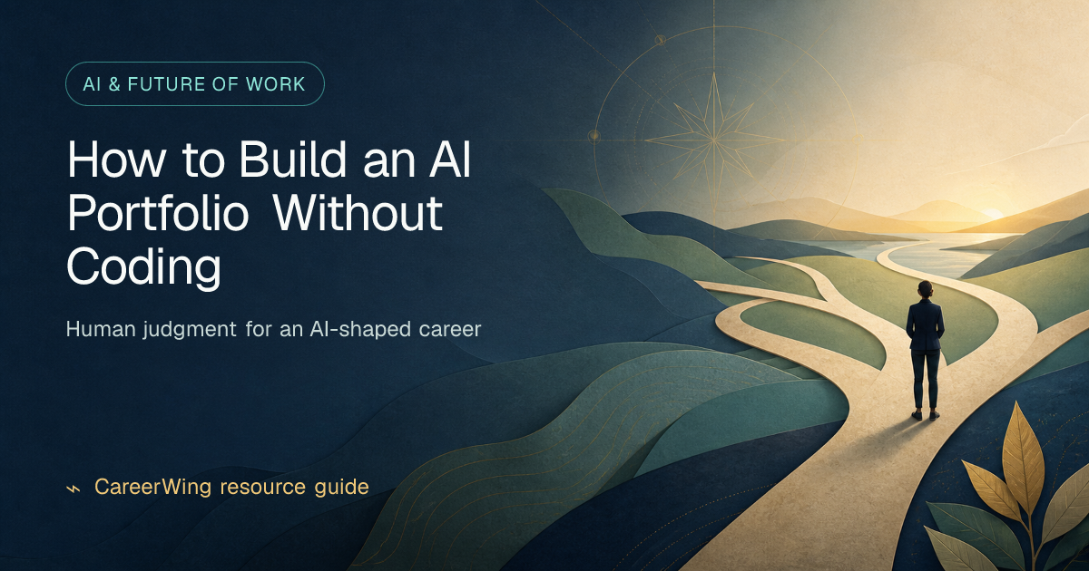 How to Build an AI Portfolio Without Coding — illustrated ai & future of work guide from CareerWing