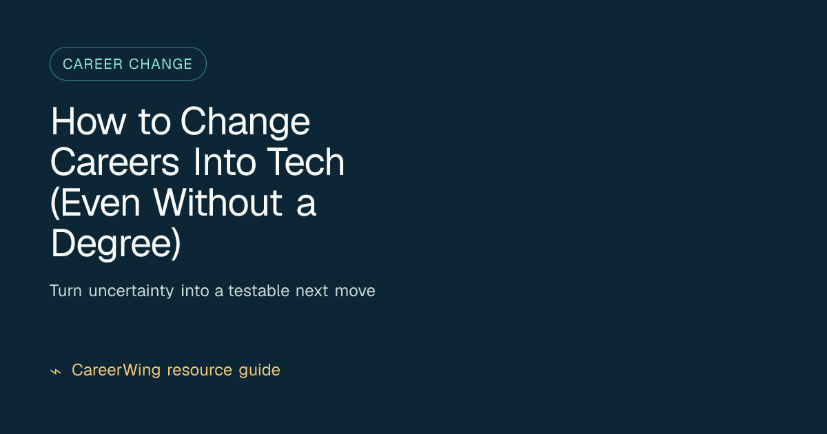 How to Change Careers Into Tech (Even Without a Degree) — illustrated career change guide from CareerWing