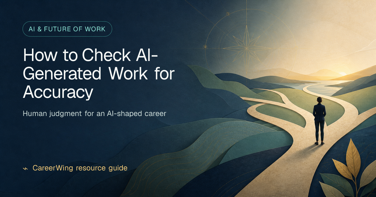 How to Check AI-Generated Work for Accuracy — illustrated ai & future of work guide from CareerWing
