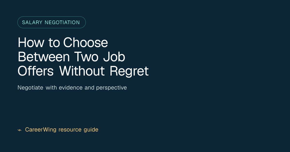 How to Choose Between Two Job Offers Without Regret — illustrated salary negotiation guide from CareerWing