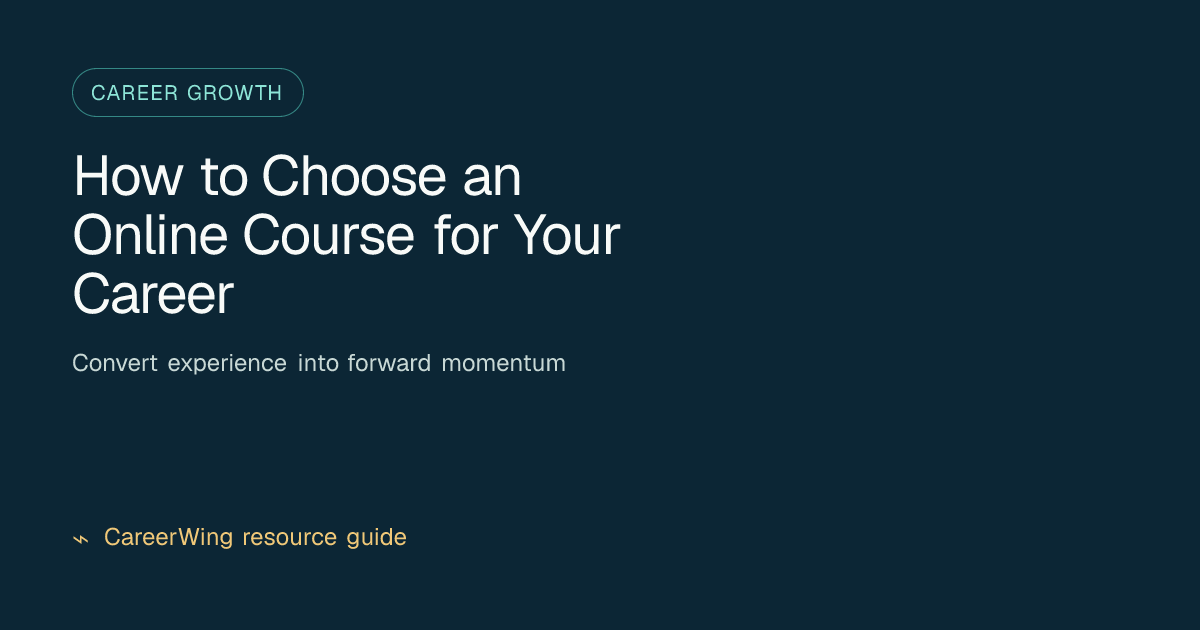 How to Choose an Online Course for Your Career — illustrated career growth guide from CareerWing