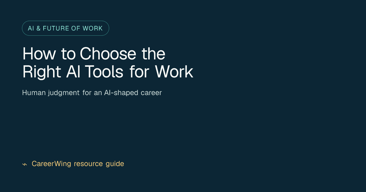 How to Choose the Right AI Tools for Work — illustrated ai & future of work guide from CareerWing
