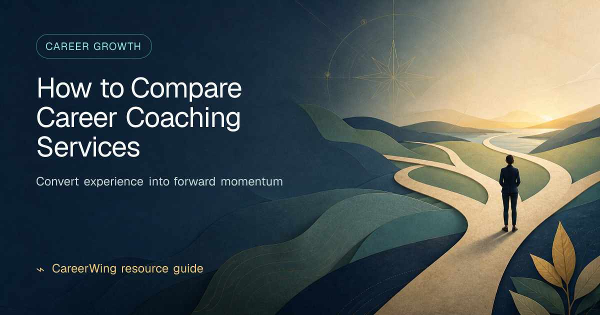 How to Compare Career Coaching Services — illustrated career growth guide from CareerWing