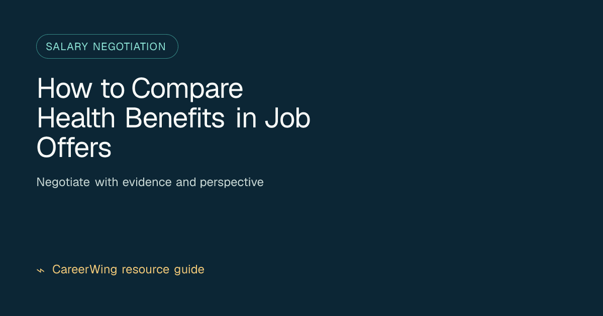 How to Compare Health Benefits in Job Offers — illustrated salary negotiation guide from CareerWing