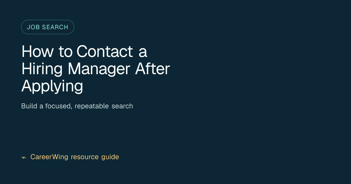 How to Contact a Hiring Manager After Applying — illustrated job search guide from CareerWing