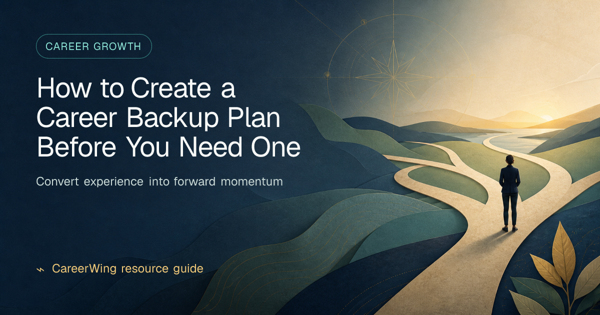 How to Create a Career Backup Plan Before You Need One — illustrated career growth guide from CareerWing