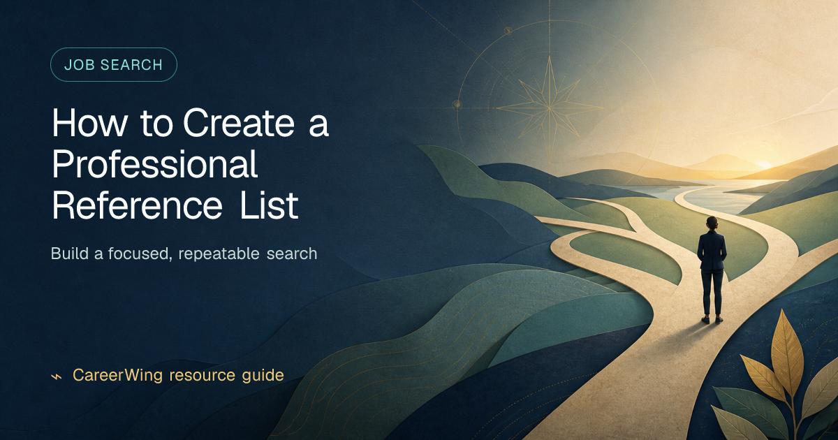 How to Create a Professional Reference List — illustrated job search guide from CareerWing