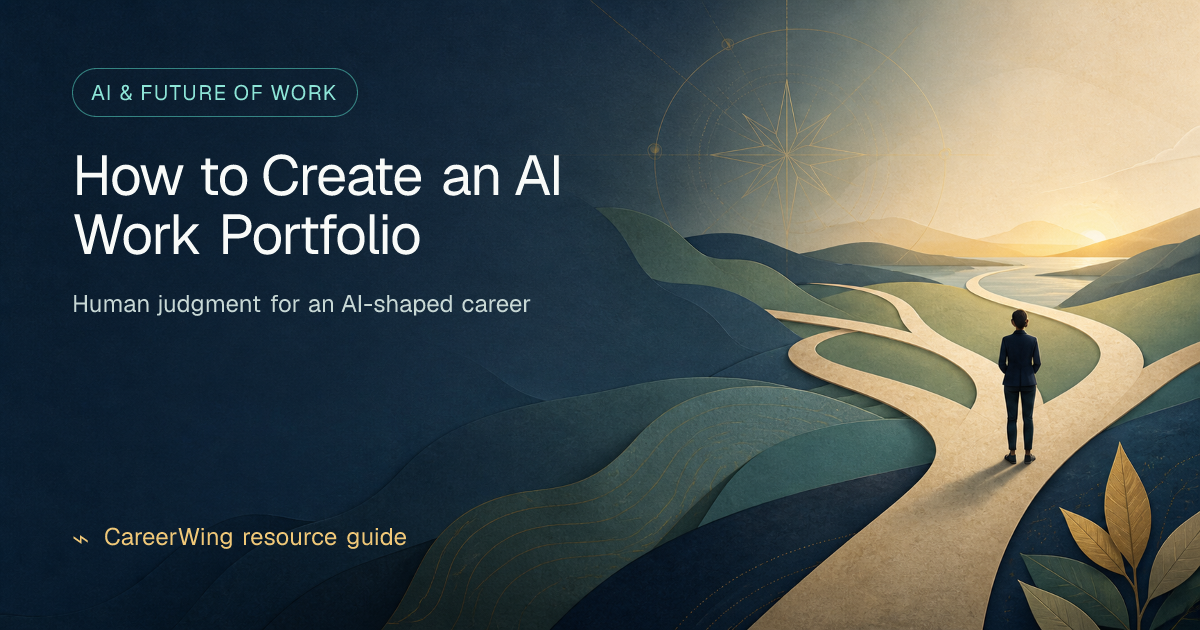 How to Create an AI Work Portfolio — illustrated ai & future of work guide from CareerWing