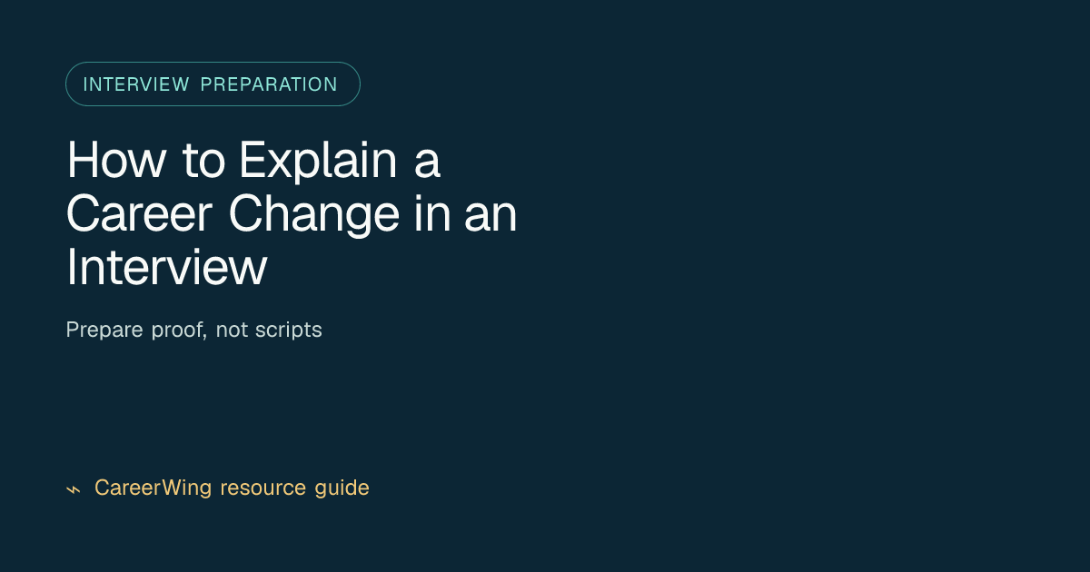 How to Explain a Career Change in an Interview — illustrated interview preparation guide from CareerWing