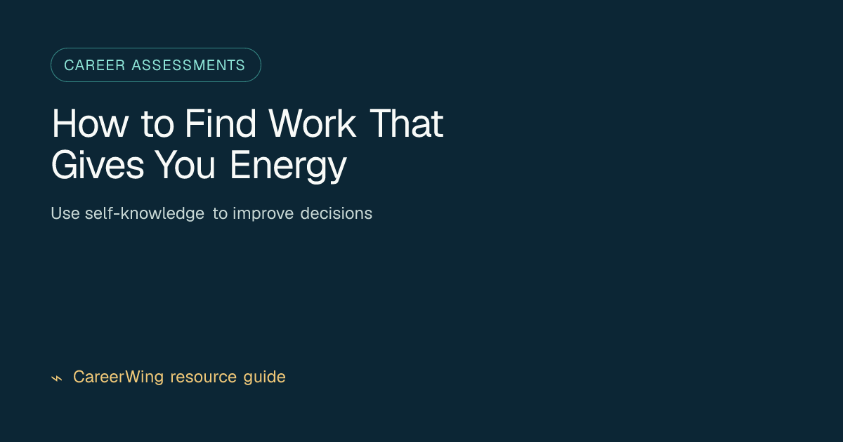 How to Find Work That Gives You Energy — illustrated career assessments guide from CareerWing