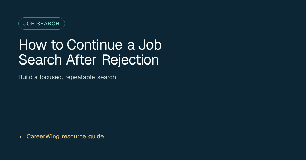 How to Continue a Job Search After Rejection — illustrated job search guide from CareerWing