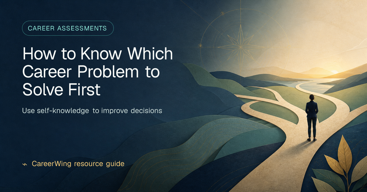 How to Know Which Career Problem to Solve First — illustrated career assessments guide from CareerWing