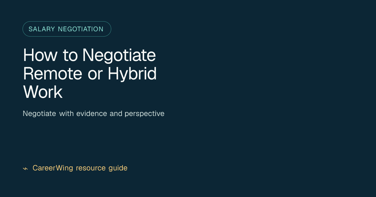 How to Negotiate Remote or Hybrid Work — illustrated salary negotiation guide from CareerWing