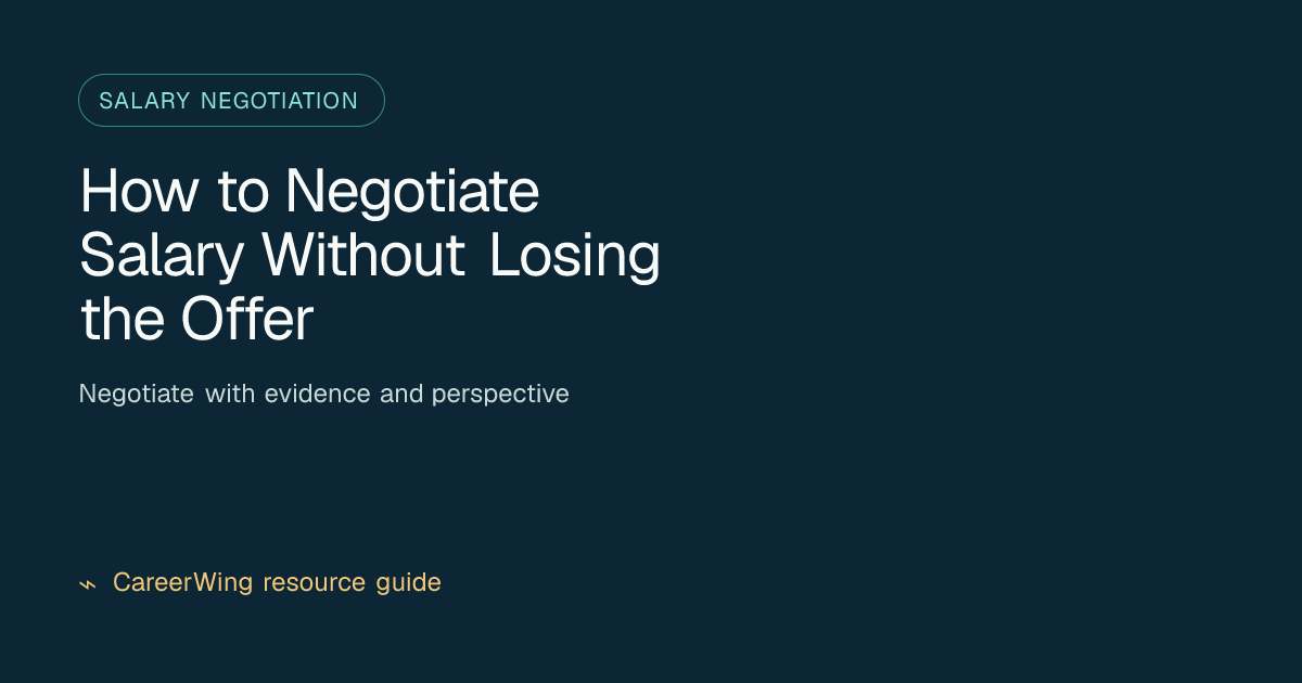 How to Negotiate Salary Without Losing the Offer — illustrated salary negotiation guide from CareerWing