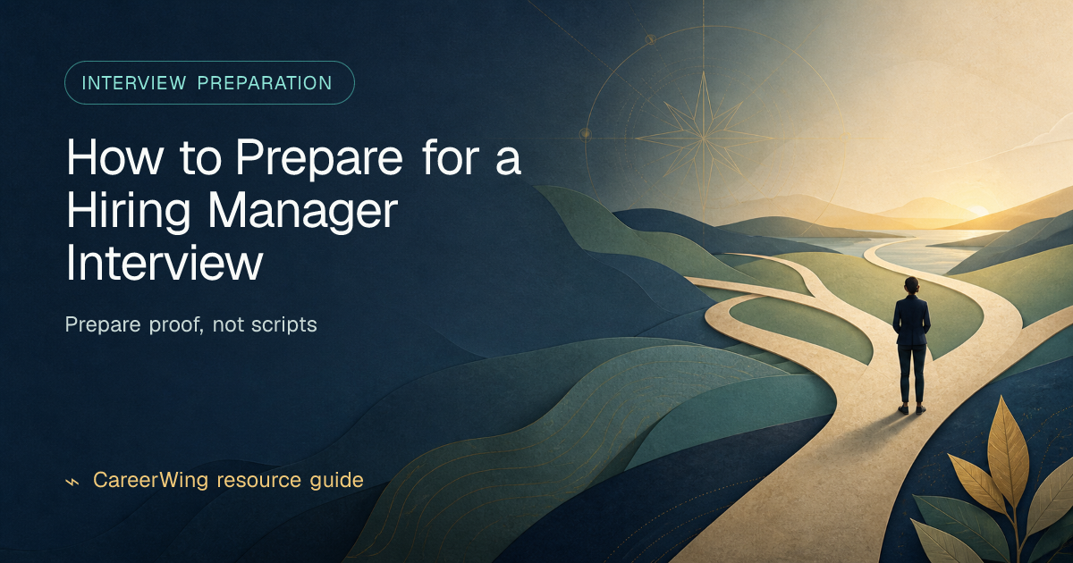 How to Prepare for a Hiring Manager Interview — illustrated interview preparation guide from CareerWing