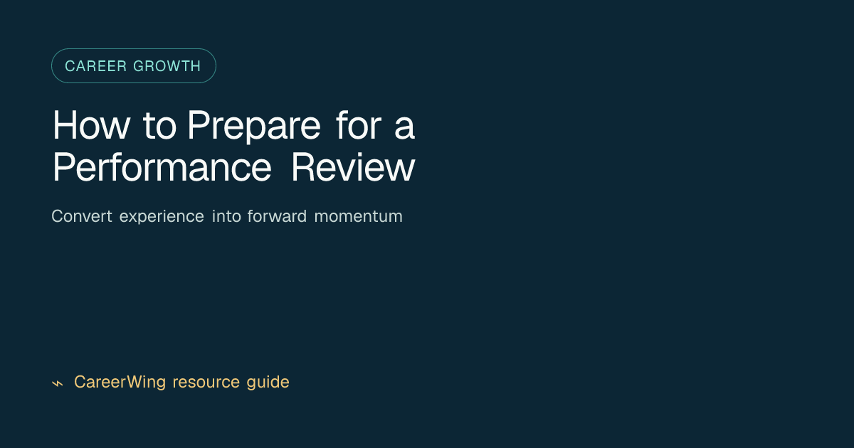 How to Prepare for a Performance Review — illustrated career growth guide from CareerWing