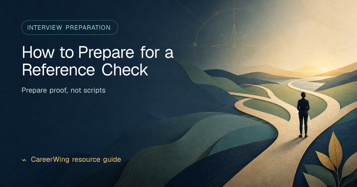 How to Prepare for a Reference Check — illustrated interview preparation guide from CareerWing