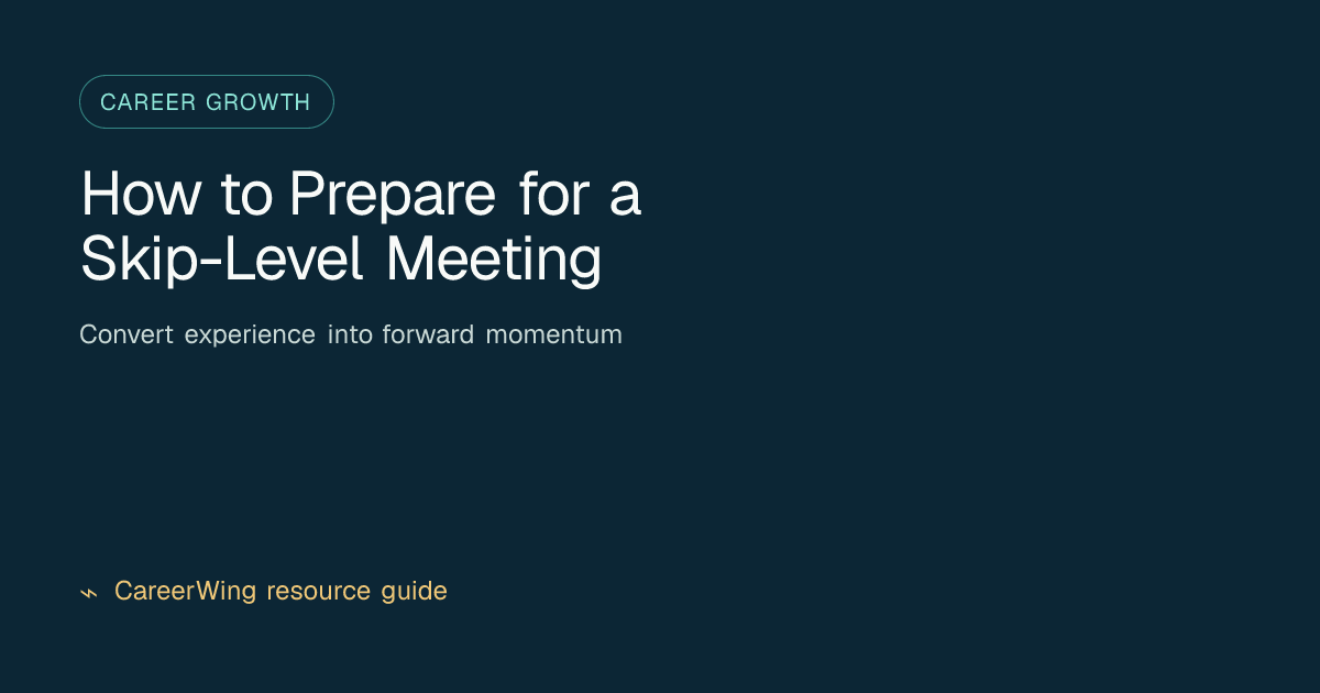How to Prepare for a Skip-Level Meeting — illustrated career growth guide from CareerWing